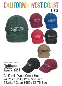 California West Coast Hats 24 Pcs.